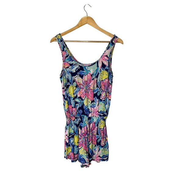 Lilly Pulitzer TALA ROMPER Nauti Navy Capri Soleil Pink S Small - Picture 2 of 9